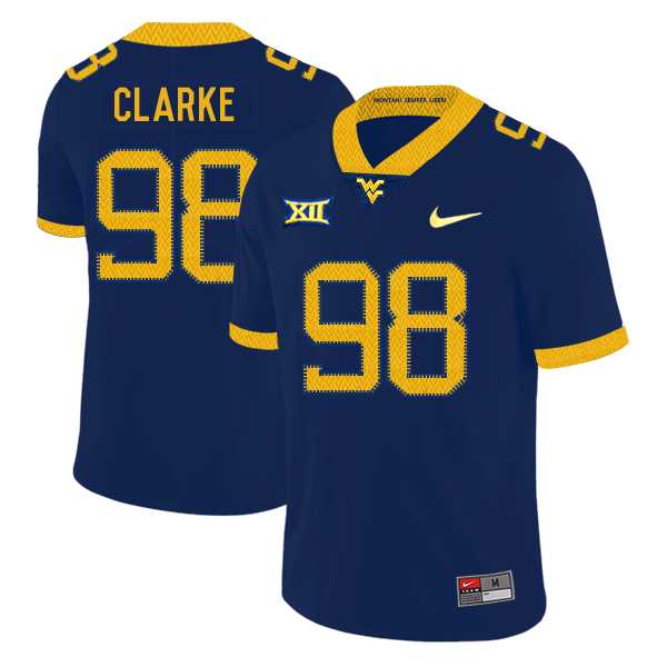 West Virginia Mountaineers 98 Will Clarke Navy College Football Jersey Dzhi,We sell and wholesale West Virginia Mountaineers 98 Will Clarke Navy College Football Jersey Dzhi on line form chian!